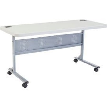 NATIONAL PUBLIC SEATING Interion 60 x 24 Blow Molded Foldable Training Table  White INT-BPFT-2460
